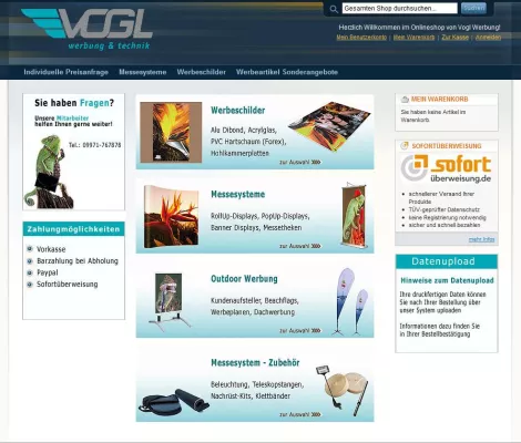 Bild: Vogl Werbung aus Cham, jetzt mit neuem Onlineshop für Großformatdruck, Werbemittel und Messe-Displays