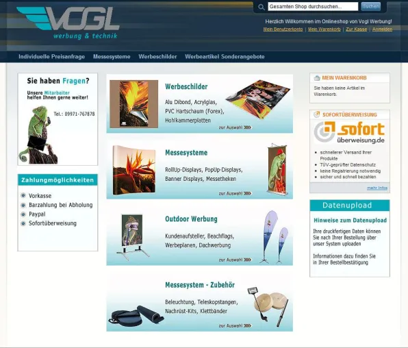 Vogl Werbung aus Cham, jetzt mit neuem Onlineshop für Großformatdruck, Werbemittel und Messe-Displays Bild: Vogl Werbung aus Cham, jetzt mit neuem Onlineshop für Großformatdruck, Werbemittel und Messe-Displays