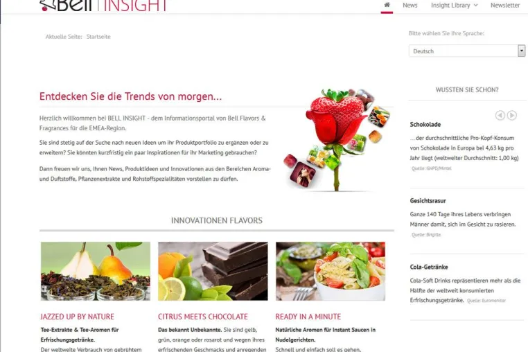 Bell Flavors & Fragrances EMEA relauncht Online-Ideen-Plattform Bild: Bell Flavors & Fragrances EMEA relauncht Online-Ideen-Plattform