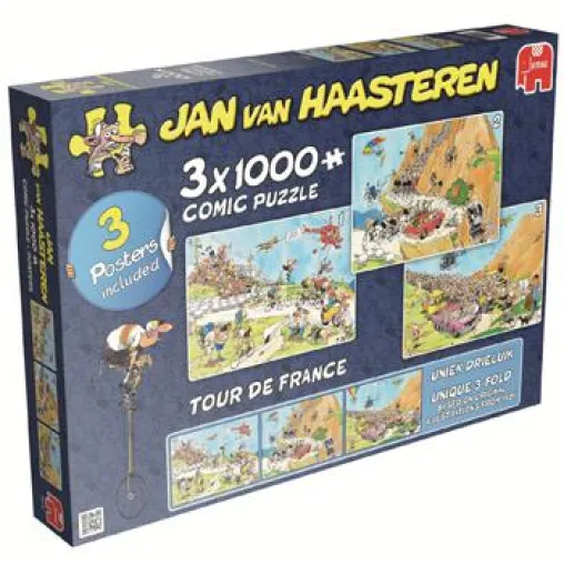Bild: Kultpuzzles mit Schmunzel-Effekt: Jan van Haasteren Neuheit 'Tour de France 3in1' von Jumbo
