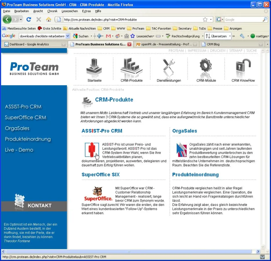 crm.proteam.de – Proteam Business Solutions GmbH mit neuem Web-Auftritt