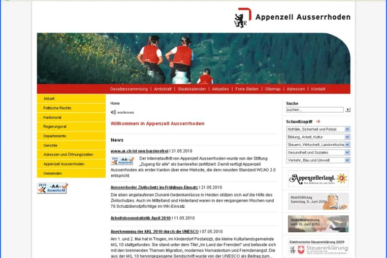 Bild: Barrierefrei: ar.ch als erste Schweizer Website nach WCAG 2.0 Richtlinien mit AA zertifiziert