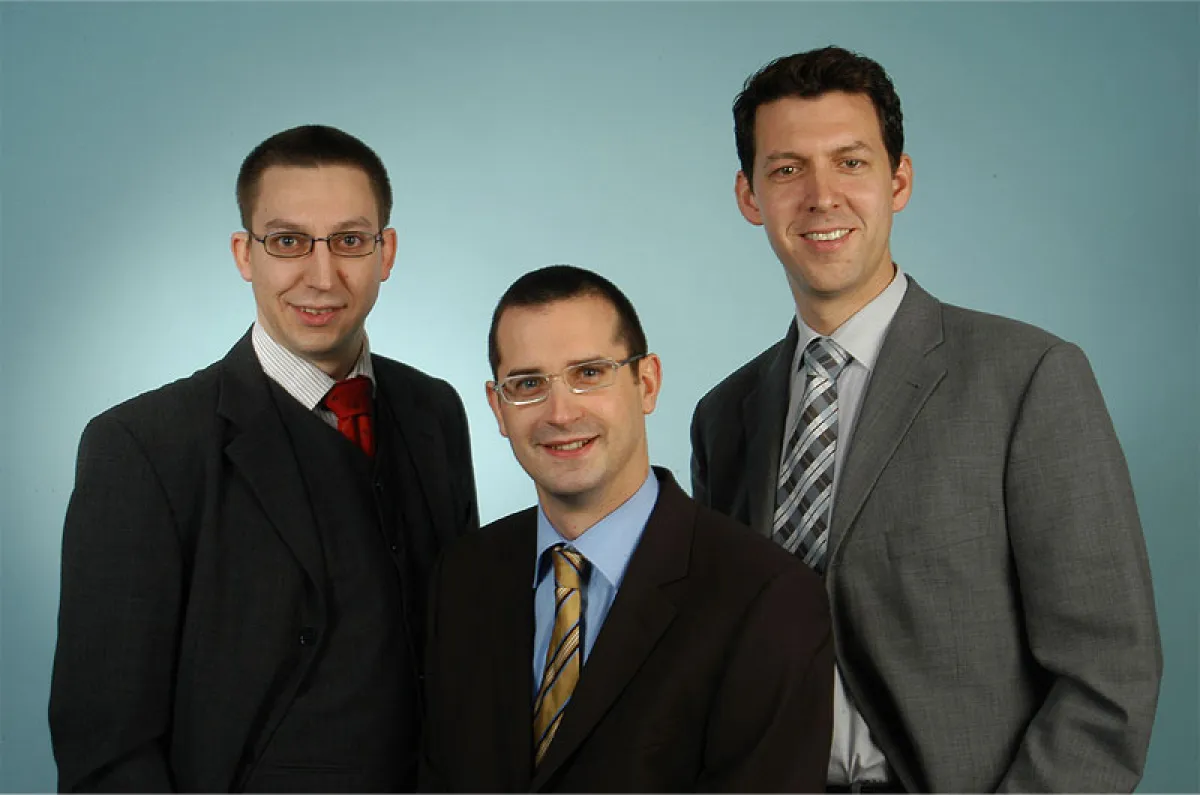 Die Geschäftsführer der cy:con-Partnerunternehmen (v.l.n.r.): Martin Gleiß von Eikona Medien in Volkach bei Würzburg, Oliver Schaus von it.x media in Konstanz und Sebastian Bosch von Mosaiq-Media in S