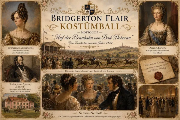 Bild: Neues Motto und prominente Besetzung beim Bridgerton Flair Kostümball 2027 auf Schloss Neuhoff
