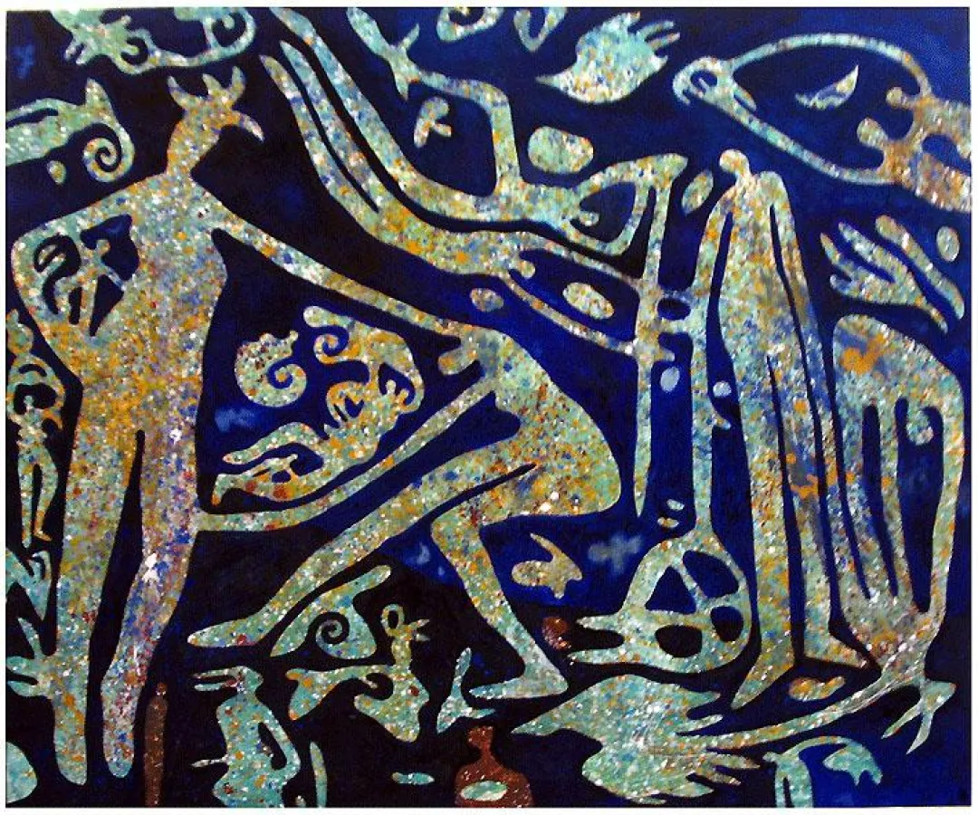 Kaveh Ziapour: o.T., Acryl auf Leinwand, 100 x 120 cm