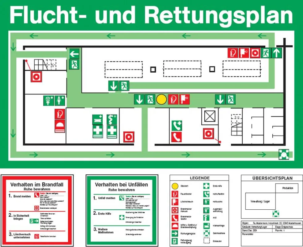 Flucht- und Rettungsplan nach DIN 4844-3