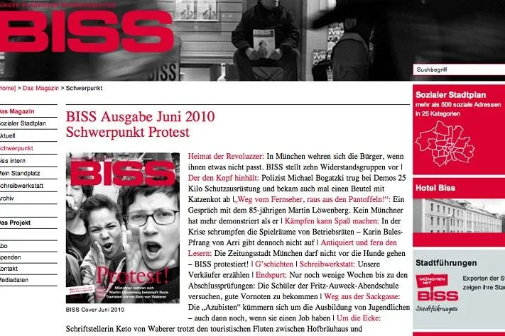 Relaunch BISS-Magazin.de: zusätzliche Inhalte und neue Features auf der Website des Münchner Straßenmagazins Bild: Relaunch BISS-Magazin.de: zusätzliche Inhalte und neue Features auf der Website des Münchner Straßenmagazins