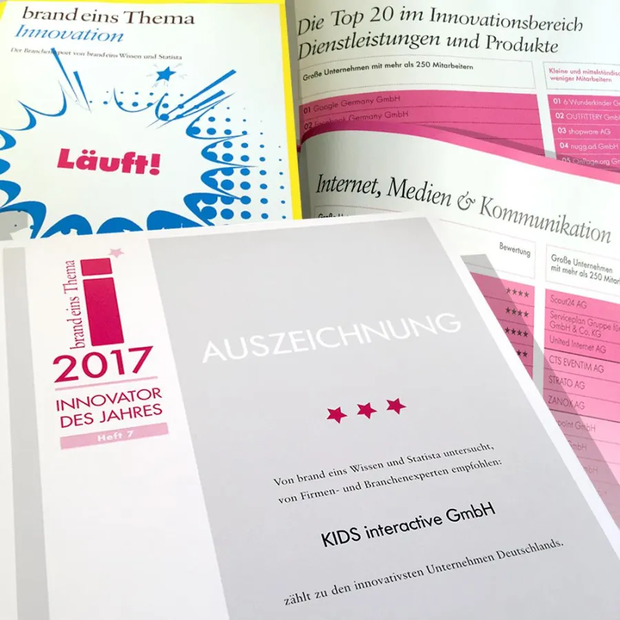 Hurra! KIDS interactive ist Innovator des Jahres 2017!