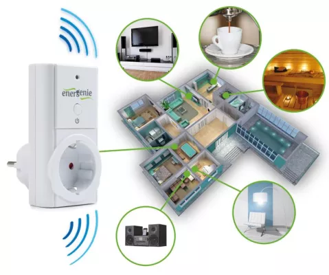 EnerGenie WLAN-Repeater und intelligente Smart-Home-Steckdose in einem Bild: EnerGenie WLAN-Repeater und intelligente Smart-Home-Steckdose in einem