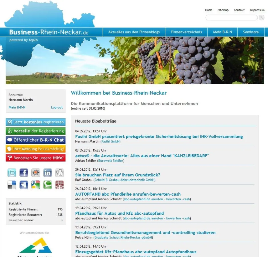 Screenshot von Business-Rhein-Neckar.