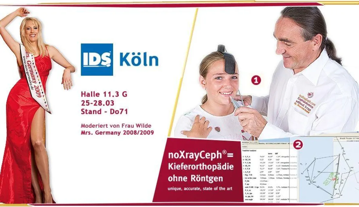 Mrs Germany 2008 2009  moderiert die Ablösung des Röntgenbildes für die Kieferorthopädie
