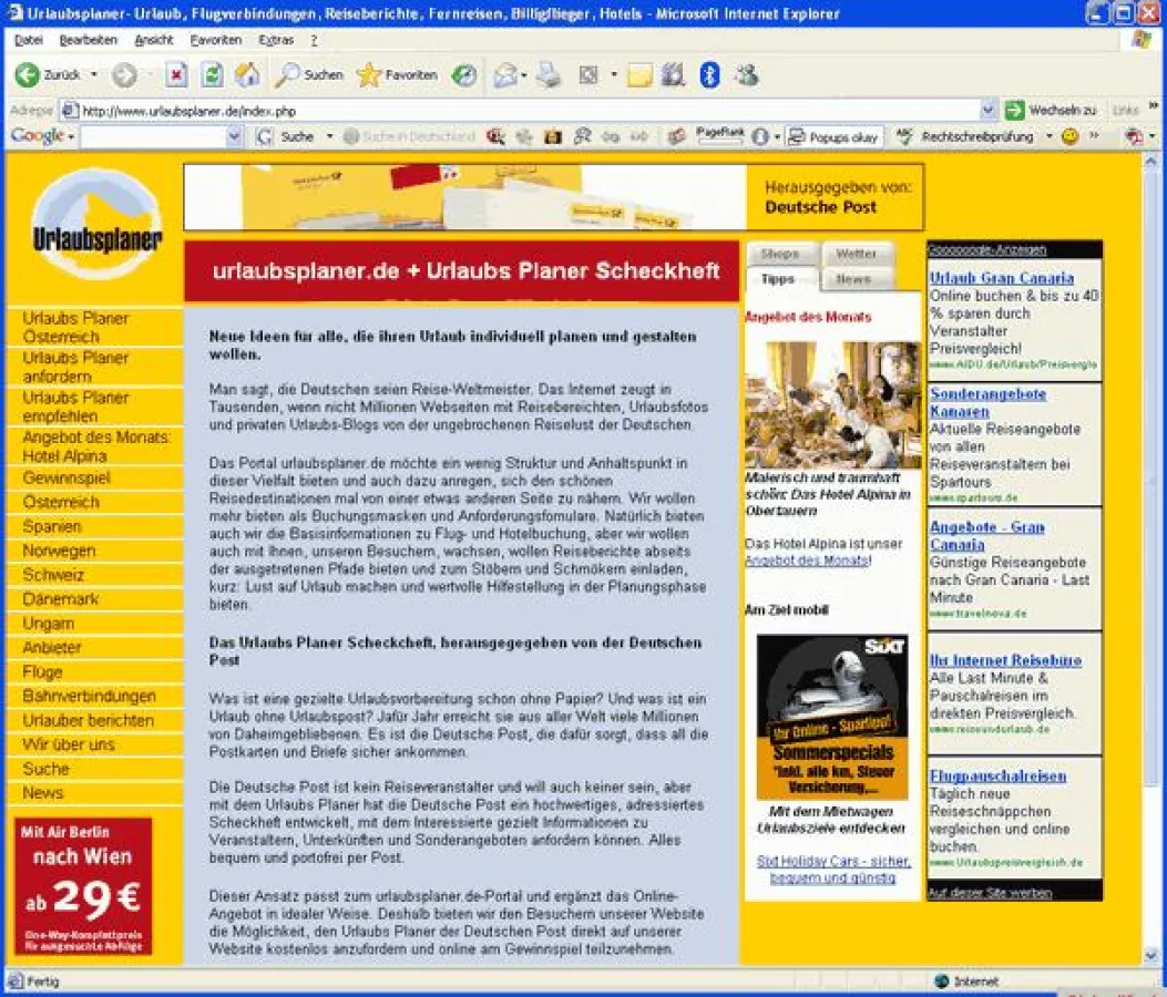 Urlaub auf den ersten Klick - urlaubsplaner.de -