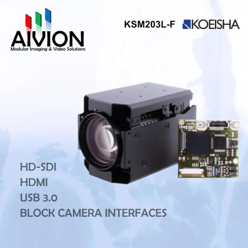AIVION bietet ab sofort Video Interfaces für die KOEISHA Block Kamera KSM203L-F an Bild: AIVION bietet ab sofort Video Interfaces für die KOEISHA Block Kamera KSM203L-F an