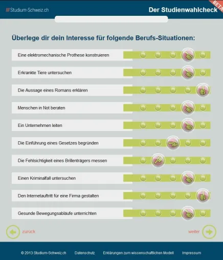 Bild: Internetbasierter Studienwahltest für die Schweiz geht an den Start