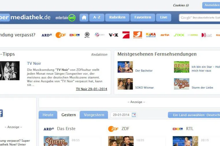 Bild: Supermediathek.de revolutioniert das Fernsehen im Internet