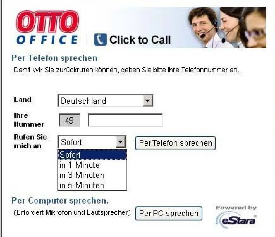 OTTO Office: Rückrufservice per Mausklick