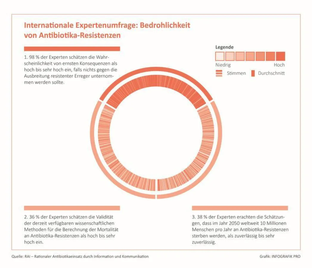 Fast 100 Prozent der befragten Experten halten die Bedrohung durch Antibiotike Restistenzen für groß. (Bild: KIT/RAI)