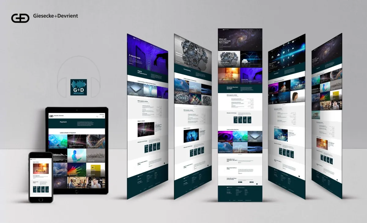G+D Spotlight: Umfassender Content zu neuen Technologien und Produkten (Quelle: Giesecke+Devrient)