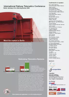 Bild: Internationale Telematikkonferenz widmet sich der Sicherheit und Effizienzsteigerung des Schienenverkehrs