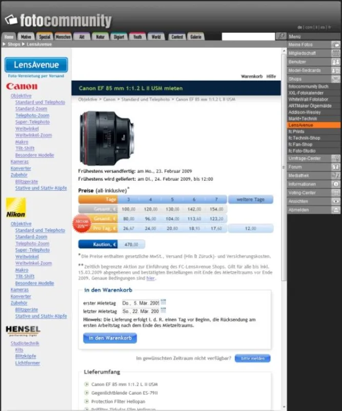 LensAvenue Partner-Shop auf fotocommunity.de
