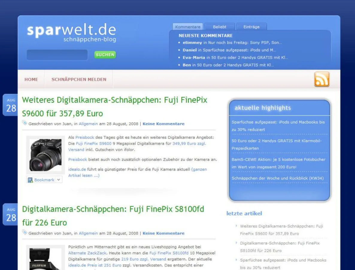 Jetzt online: Der neue Schnäppchen-Blog Sparwelt.de, der jeden Tag aktuelle, geprüfte Spartipps bietet