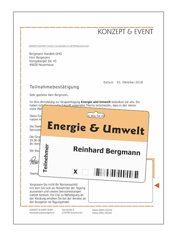 briefBADGE mit herausgenommenem Namensschild