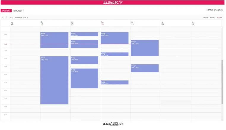 Bild: Online-Kalender ohne Registrierung
