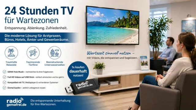 Bild: 24-Stunden-TV für Wartezonen: Moderne Unterhaltungslösung für Arztpraxen und Gewerberäume von Radiogemafrei.de