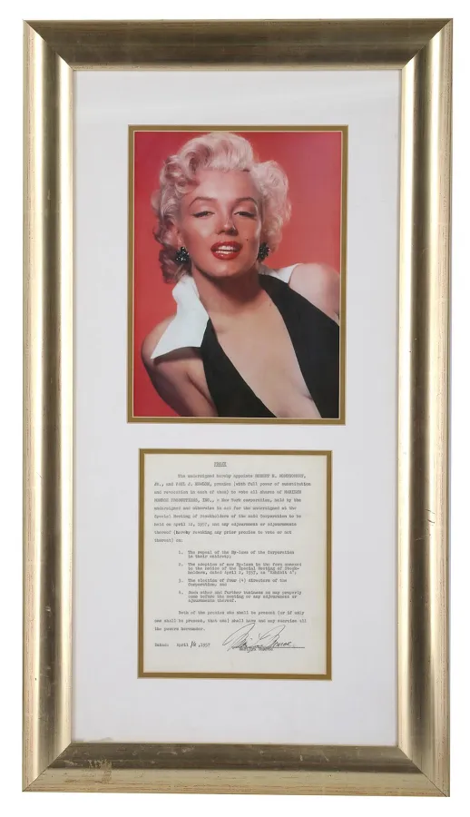 Mit ihrer Signatur hat Marilyn Monroe das Ende der Partnerschaft mit Milton Greene besiegelt.
