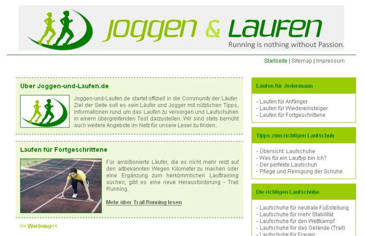 Startseite von Joggen-und-Laufen.de