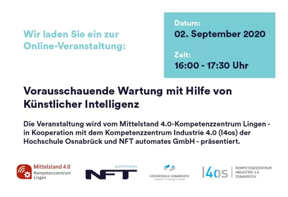 Bild: Online-Veranstaltung: Vorausschauende Wartung mit Hilfe von Künstlicher Intelligenz – Predictive Maintenance