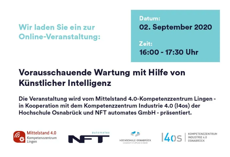 Bild: Online-Veranstaltung: Vorausschauende Wartung mit Hilfe von Künstlicher Intelligenz – Predictive Maintenance