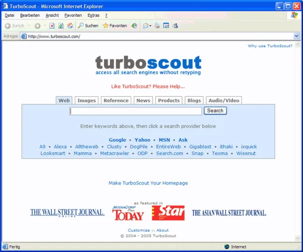TurboScout.com beschleunigt die Suche im Internet um das 20-fache Bild: TurboScout.com beschleunigt die Suche im Internet um das 20-fache
