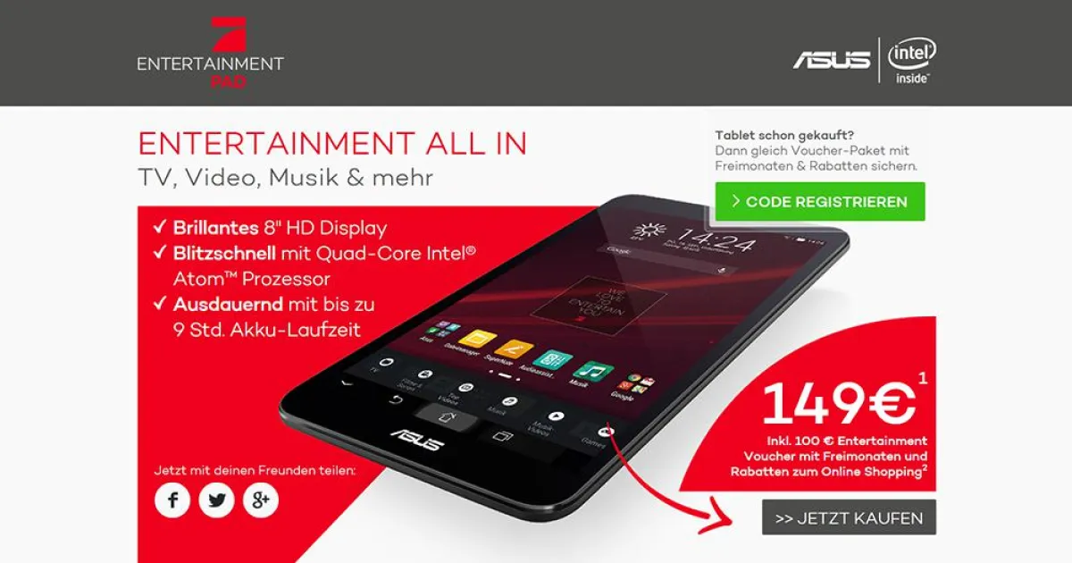 all2e erstellt Voucher-Portal zum ProSieben Entertainment Pad