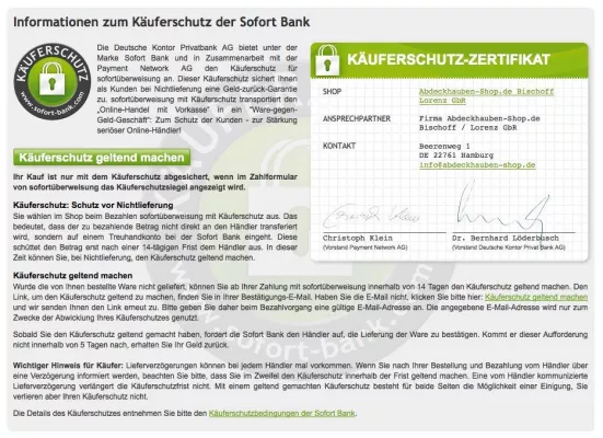 Bild: Abdeckhauben-Shop.de führt Sofortüberweisung als Zahlungsmittel ein