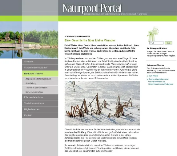 Naturpool-Portal im Herbst - Informationen zur Pflege von Schwimmteich und Naturpool in Herbst und Winter Bild: Naturpool-Portal im Herbst - Informationen zur Pflege von Schwimmteich und Naturpool in Herbst und Winter