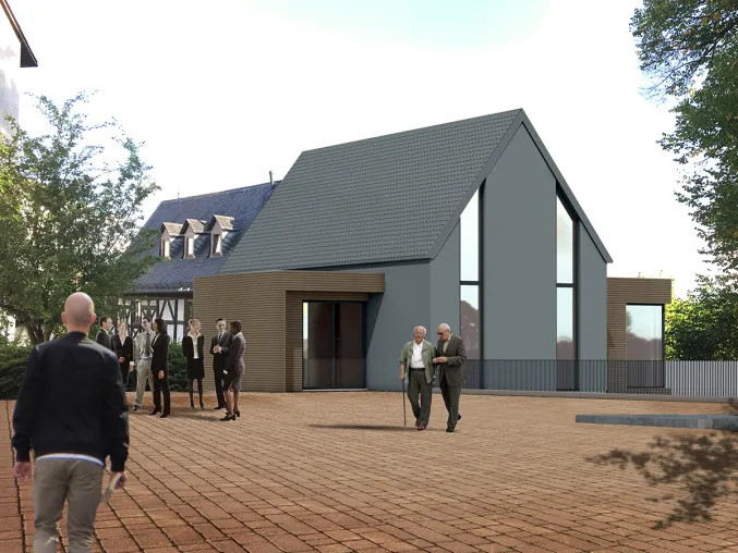 Bild: Innovativer Neubau des Gemeindehauses der Ev. Kirchengemeinde Höhr-Grenzhausen feiert Richtfest 