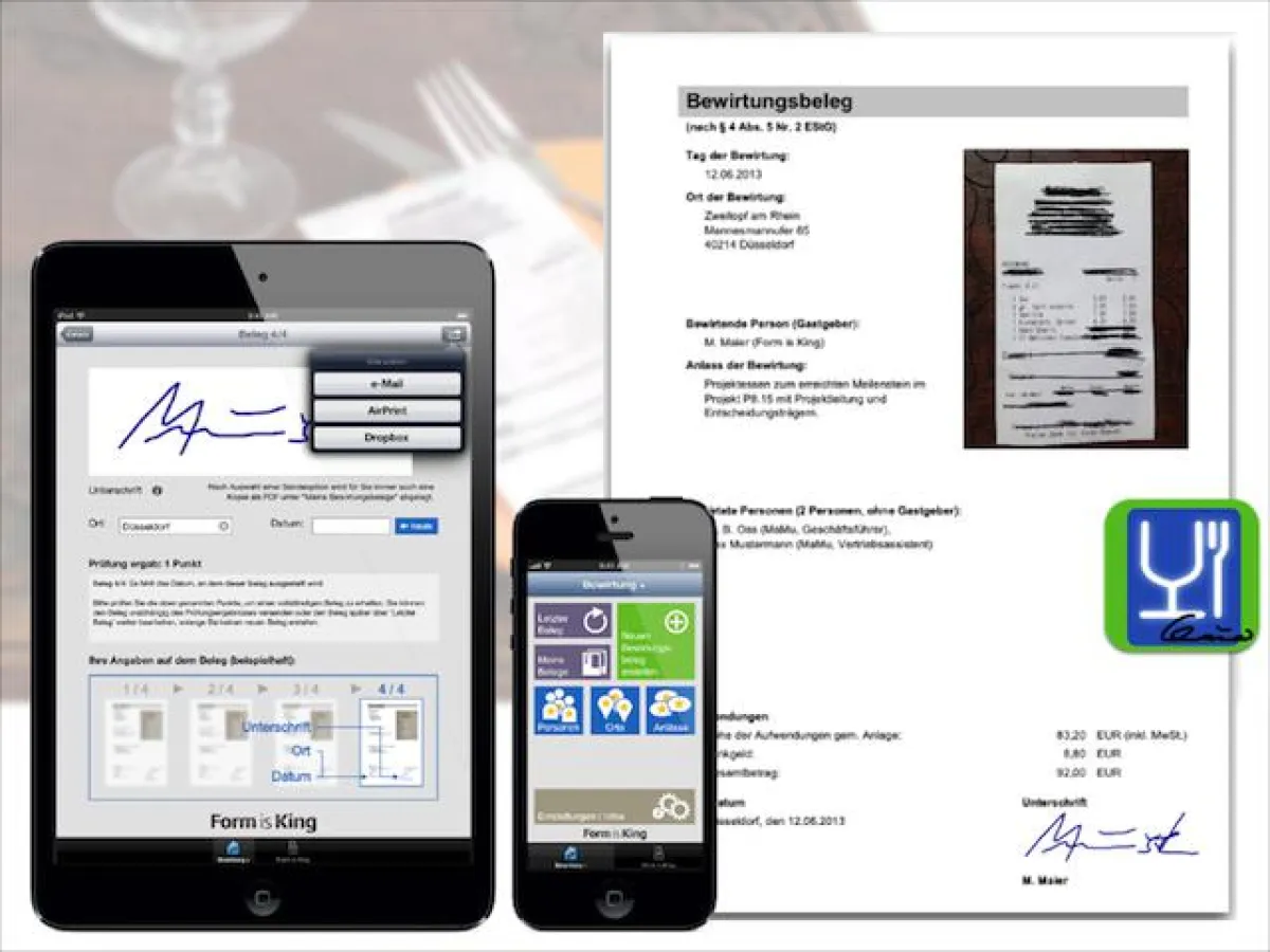 Bewirtung + / Bewirtungsbelege per Smart-Phone