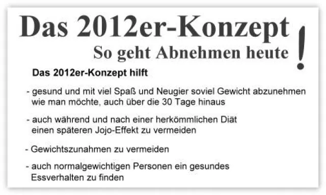Bild: So geht Abnehmen heute. Das 2012er-Abnehmkonzept