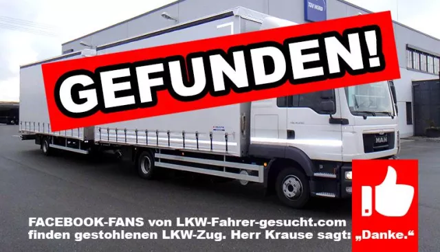Bild: Lkw Diebstahl - FB-Fans einer Jobbörse finden Lkw wieder.