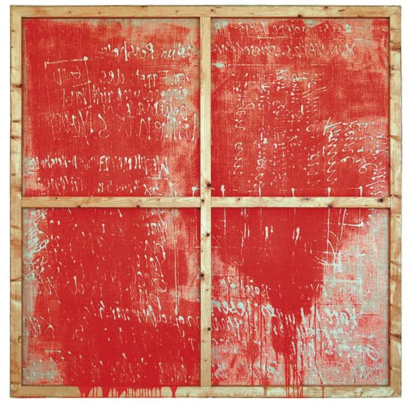 Haût / Oben 200 x 200 cm Acryl auf Jute 2000 - C.U. Frank Künstlerin tOG Düsseldorf. / Foto: H.D.F.