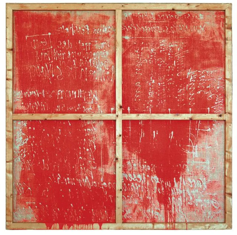 Haût / Oben 200 x 200 cm Acryl auf Jute 2000 - C.U. Frank Künstlerin tOG Düsseldorf. / Foto: H.D.F.