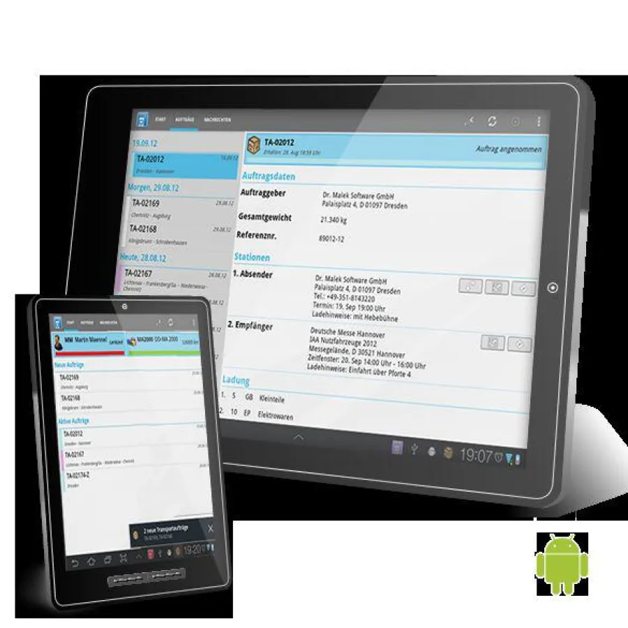 Die M3-App für Android-Endgeräte. Bild: Dr. Malek Software GmbH