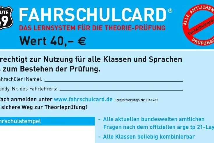 Bild: Mit der Fahrschulcard sicher durch die theoretische Führerscheinprüfung