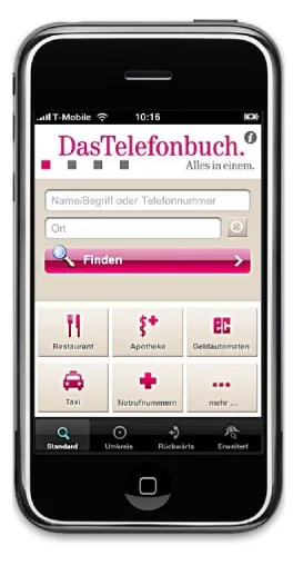 Bild: Neue iPhone-Applikation von DasTelefonbuch jetzt im App Store