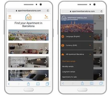 AB Apartment Barcelona hat ein neues Design der mobile Webseite Bild: AB Apartment Barcelona hat ein neues Design der mobile Webseite