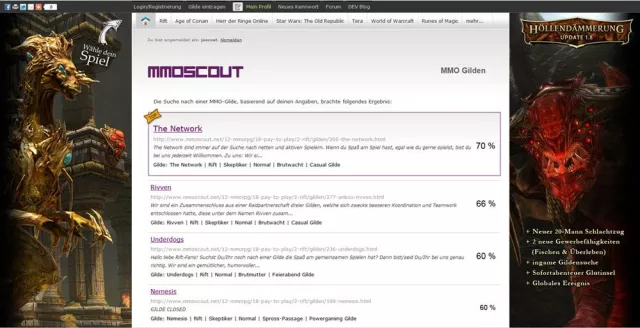 Bild: Finde deine Gilde, oder deine Gilde findet dich. Die clevere Gildensuche für MMORPGs wie World of Warcraft.