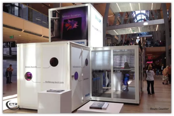 Bild: Europaweite Markenpräsenz direkt am Kunden - CTR Promo-Cube mit Gazprom an allen Champions-League-Stadien