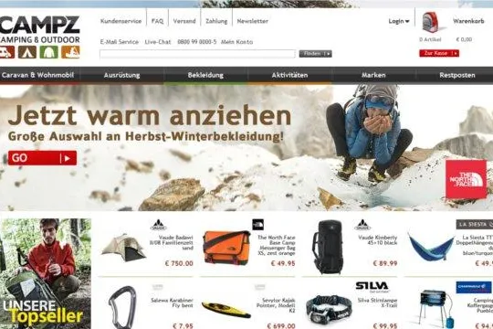 Bild: Outdoor Feeling pur auf campz.de – der neue TYPO3-Onlineshop stürmt die Gipfel des E-Commerce