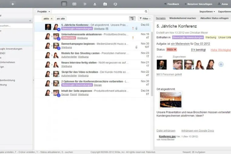 Bild: Wrike veröffentlicht die deutsche Version seiner innovativen Social Projektmanagement Software